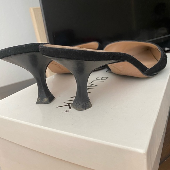 Manolo Blahnik Black Heels with Kitten Heel Mules Bely 50 Suede 38 8 7.5 - Picture 3 of 15